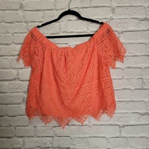 Rue21 Coral lace off shoulder top size xl